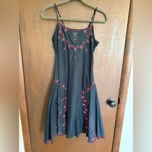 Moschino Cheap and Chic Black and Red Embroidered Mini Dress | Small